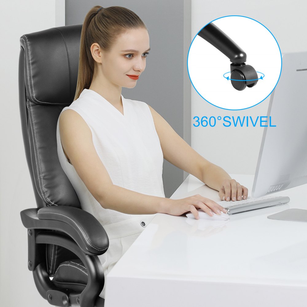 Bürostuhl Bürosessel Schwarz Schreibtischstuhl Ergonomischer Drehstuhl Pvc