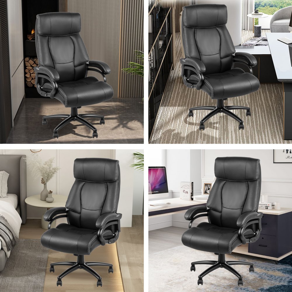 Bürostuhl Bürosessel Schwarz Schreibtischstuhl Ergonomischer Drehstuhl Pvc