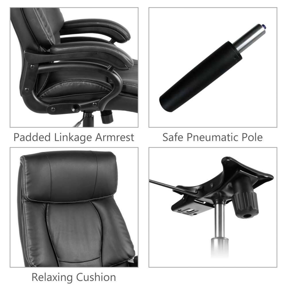 Bürostuhl Bürosessel Schwarz Schreibtischstuhl Ergonomischer Drehstuhl Pvc