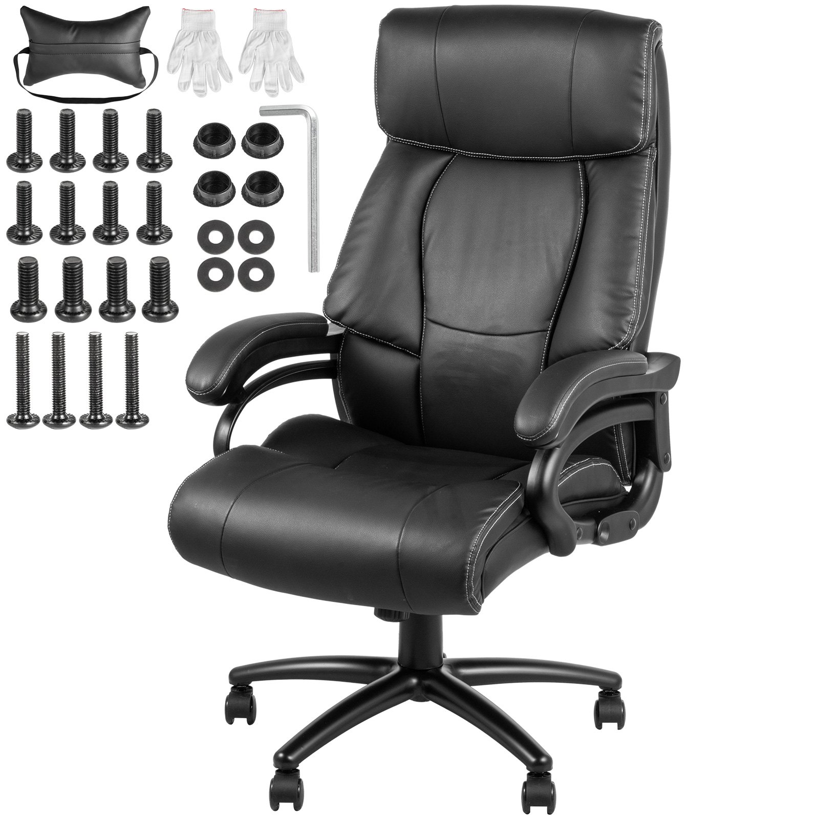 Bürostuhl Bürosessel Schwarz Schreibtischstuhl Ergonomischer Drehstuhl Pvc