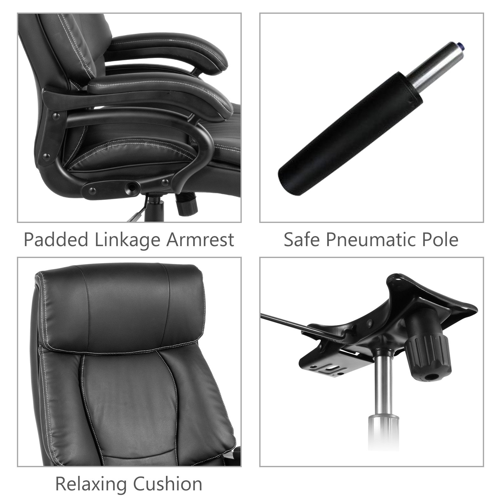 Bürostuhl Bürosessel Schwarz Schreibtischstuhl Ergonomischer Drehstuhl Pvc