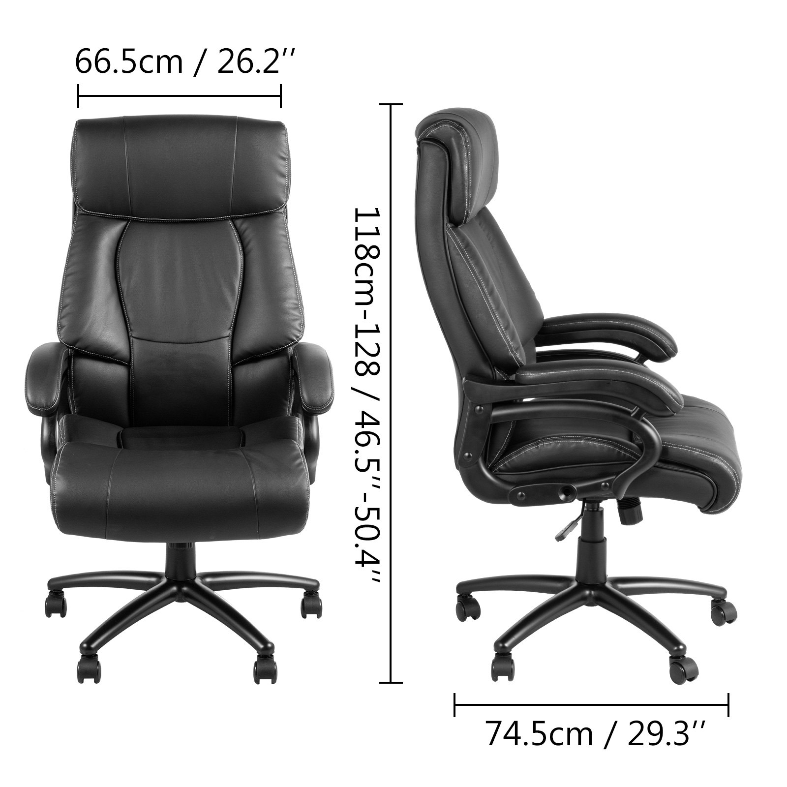 Bürostuhl Bürosessel Schwarz Schreibtischstuhl Ergonomischer Drehstuhl Pvc