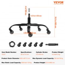 VEVOR Fußkreuz Drehkreuz Chrom Φ710mm Untergestell 1134kg 10cm Hub Schwarz