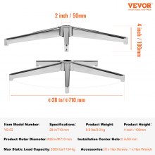 VEVOR Fußkreuz Drehkreuz Chrom Φ710mm Bürosthul Untergestell 1134kg Silber