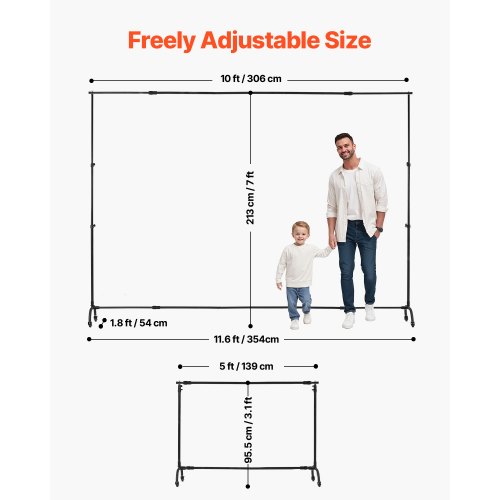 VEVOR Hintergrundständer Verstellbares Fotohintergrundständer ( Hintergrundtuch: 154 X 198 Cm), Tragbarer Hintergrundständer Mit 1 Stativ, Bildschirmständer Für Produktfotografie Studiofotografie
