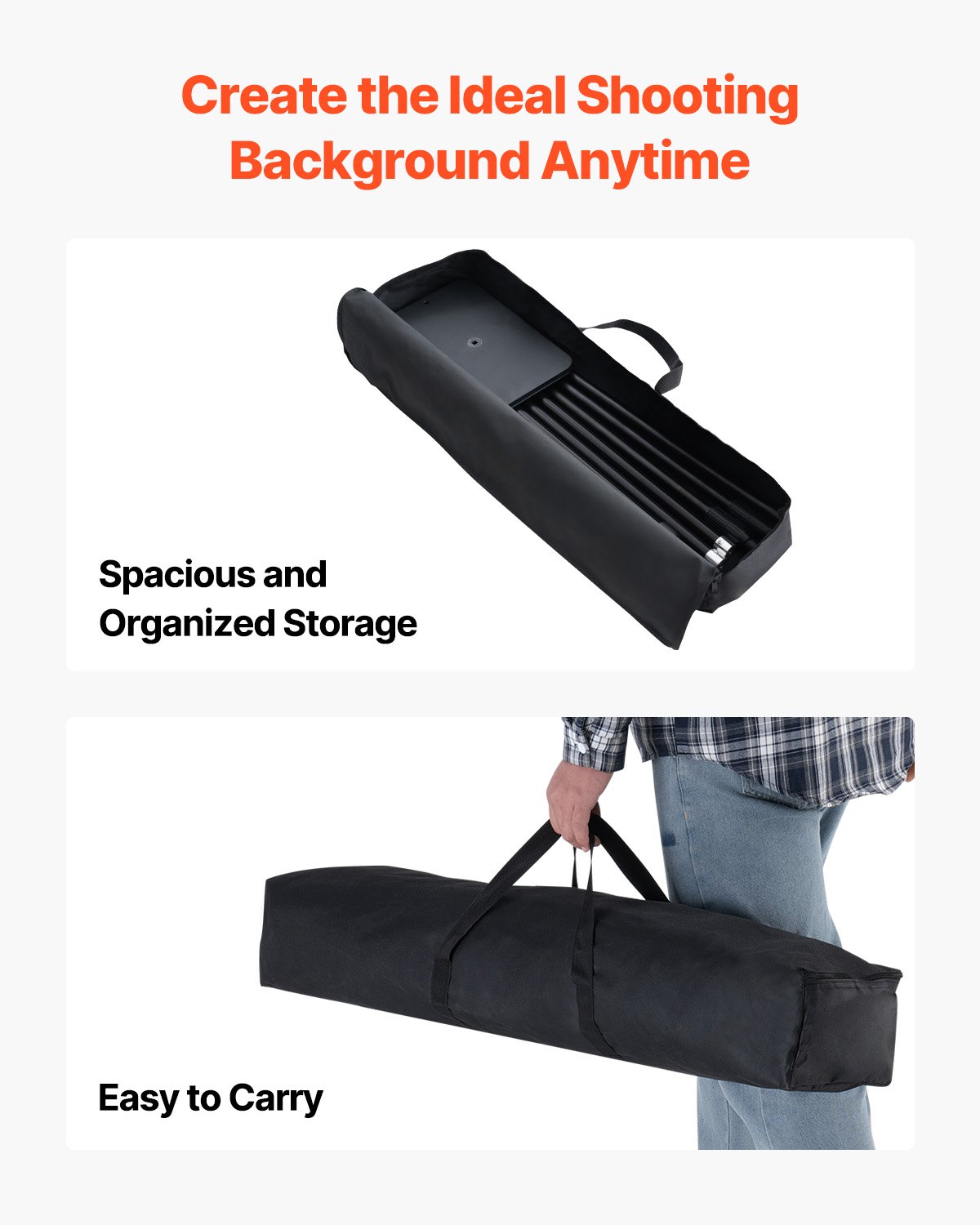 VEVOR Adjustable Background Stand (Background Cloth: 260 x 300 cm), Background Stand with 7 Crossbars, Screen Stand for Product Photography and Studio Photography