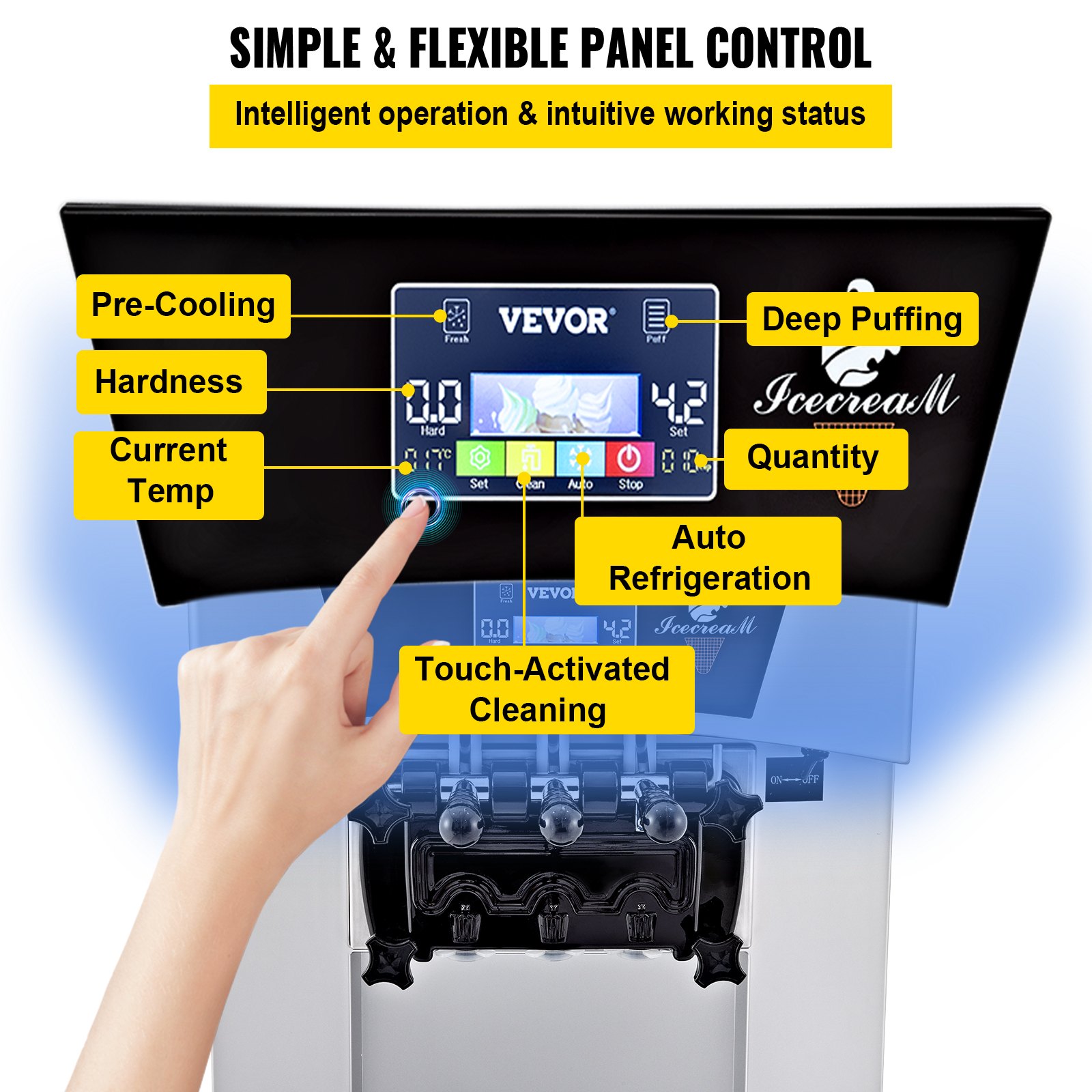 VEVOR Kommerzielle Softeismaschine Speiseeisbereiter Mix 3 Geschmack 20-30 L/St.