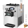 VEVOR Speiseeisbereiter 20-28 L, 2200 W Edelstahl Farbe Kommerzielle Softeismaschine Eismaschine Ice Cream Maker Edelstahl Maschine mit Eikegel & Vorgekühltes LCD Panel