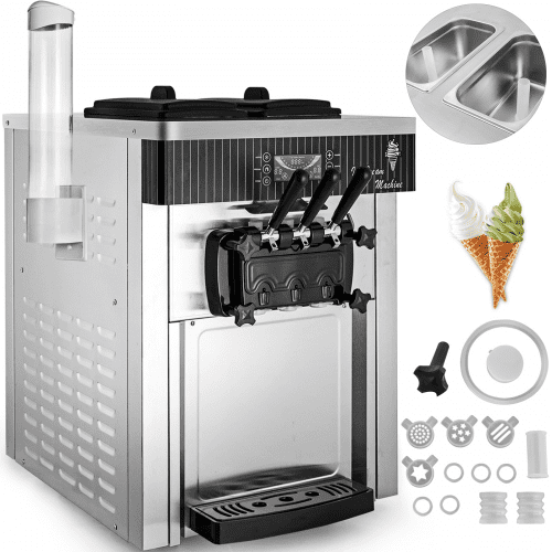 VEVOR Speiseeisbereiter Weiß Eismaschine 2200 W, 2 x 6 L Desktop Maschine Ice Cream Maker 220 V Speiseeisbereiter mit Eikegel Eierablage Edelstahl Maschine