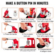 VEVOR Buttonmaschine Knopfmachermaschine 32 mm Button-Stanzmaschine 500 Stk Blechdeckel DIY Button-Pressmaschine Button Button Maker für Personalisiertes