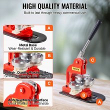 VEVOR Buttonmaschine Knopfmachermaschine, 75 mm (3 Zoll) Badge Punch Press Set, Kinder DIY Geschenke Pin Maker, Button Herstellung Zubehör mit 500 Stk. Button Ersatzteile & Kreisschneider & Zauberbuch