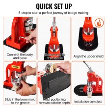 VEVOR Buttonmaschine Knopfmachermaschine, 75 mm (3 Zoll) Badge Punch Press Set, Kinder DIY Geschenke Pin Maker, Button Herstellung Zubehör mit 500 Stk. Button Ersatzteile & Kreisschneider & Zauberbuch