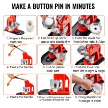 VEVOR Buttonmaschine Knopfmachermaschine, 75 mm (3 Zoll) Badge Punch Press Set, Kinder DIY Geschenke Pin Maker, Button Herstellung Zubehör mit 500 Stk. Button Ersatzteile & Kreisschneider & Zauberbuch