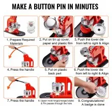 VEVOR Buttonmaschine Knopfmachermaschine, 75 mm (3 Zoll) Badge Punch Press Set, Kinder DIY Geschenke Pin Maker, Button Herstellung Zubehör mit 500 Stk. Button Ersatzteile & Kreisschneider & Zauberbuch