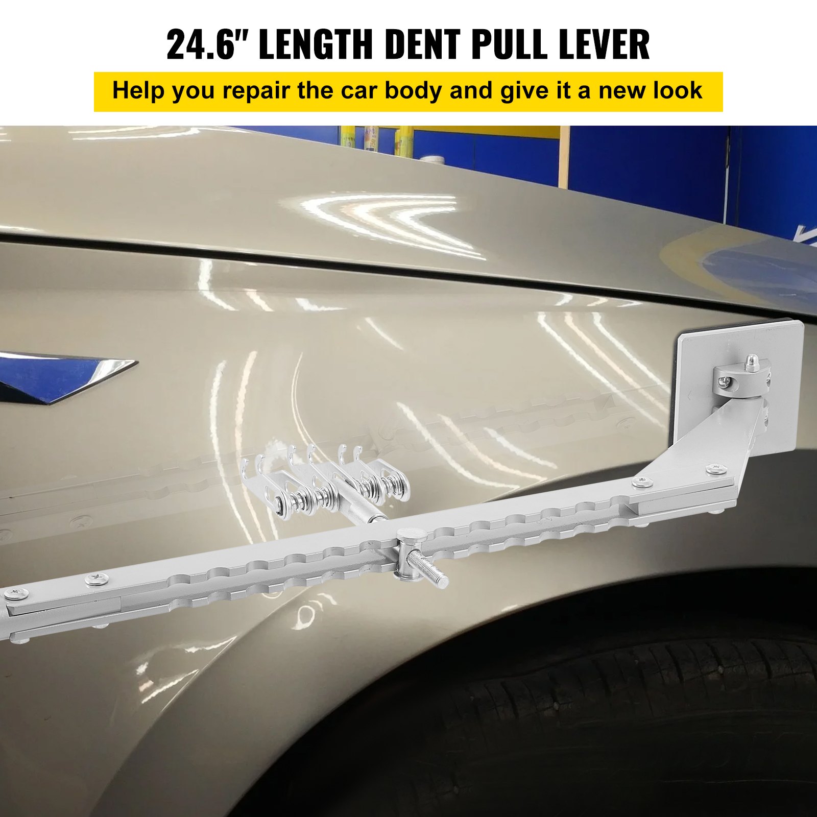 VEVOR 625 mm Nivellierstange Single Leg Dent Puller 200 mm Dent Pull Bar tragbarer Nivellierstange 6 Klauenhaken