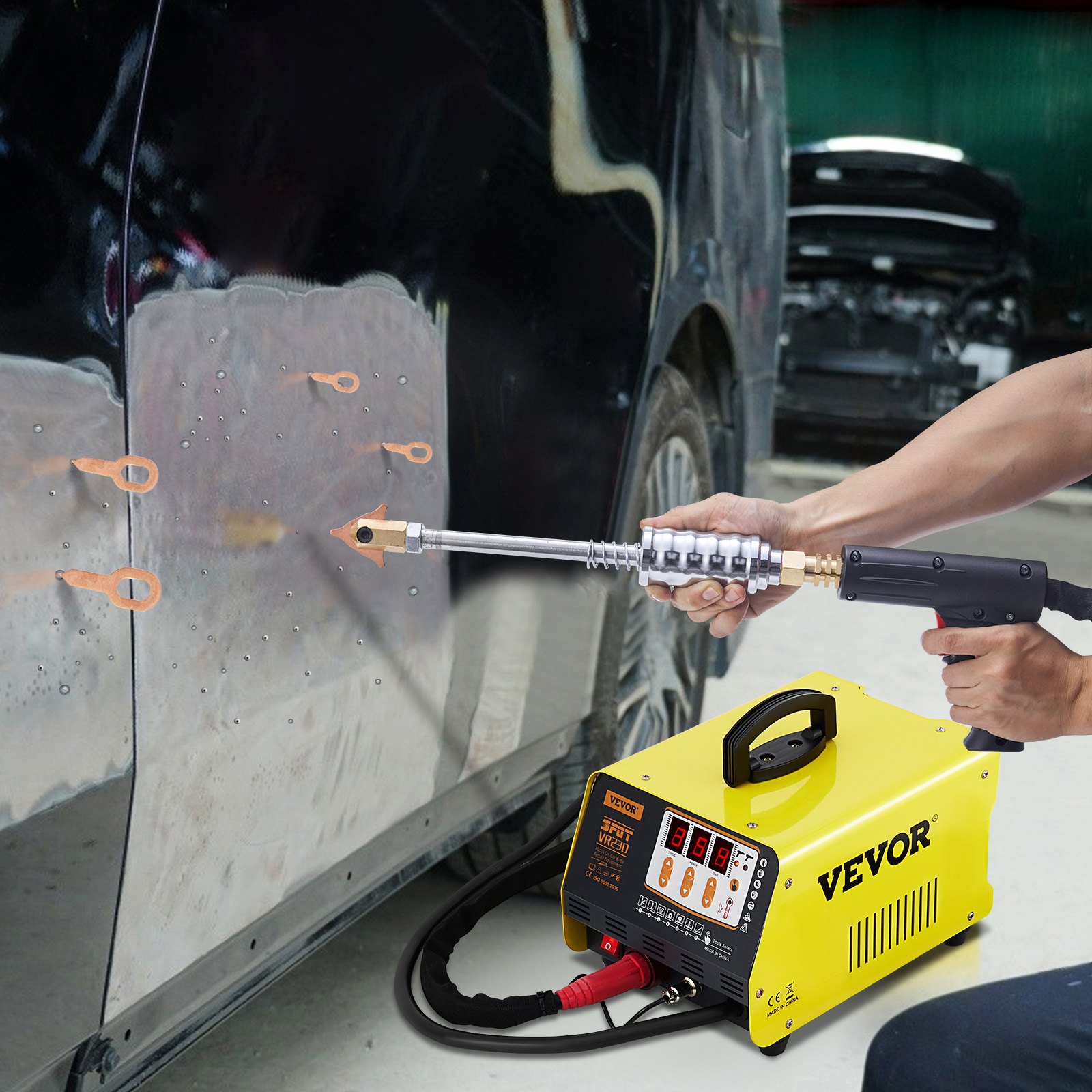 VEVOR Karosserie Ausbeulspotter 3 kW, 220-250 V Ausbeulspotter 3500 A Dent Puller Punktschweißgerät kfz Spotter mit 7 Modi, 31,5 x 21,5 x 23 cm Dent Puller Ausbeulspotter Punktschweißgerät