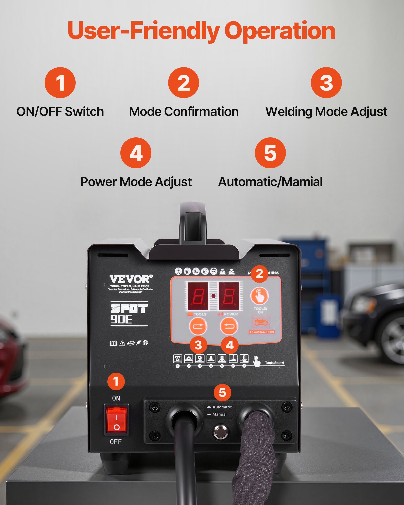 VEVOR 3 KW Karosserie Ausbeulspotter 7 Modi Automatisches Induktionsschweißen 220V Ausbeulspotter Werkzeug 3500A Dent Puller Punktschweißgerät