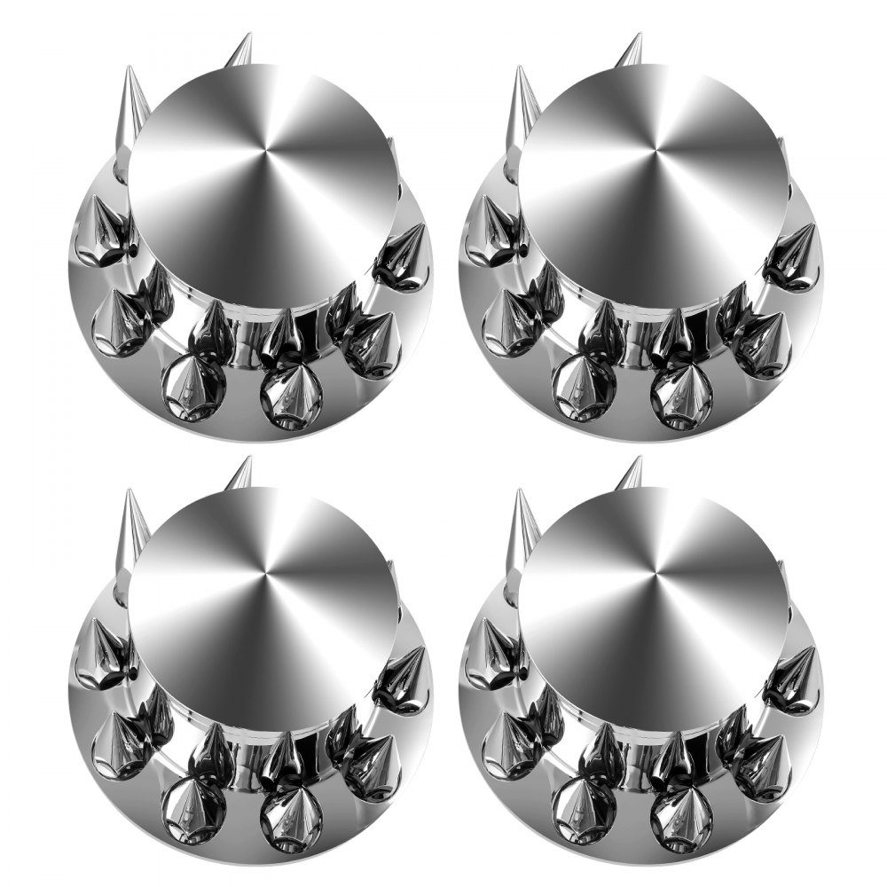 VEVOR Radkappen für die Hinterachse Achsabdeckung mit Spikes für Sattelschlepper, galvanisierte ABS-Radmutternabdeckungen 4 Stk. Montagewerkzeug im Lieferumfang enthalten, komplettes Set Silber
