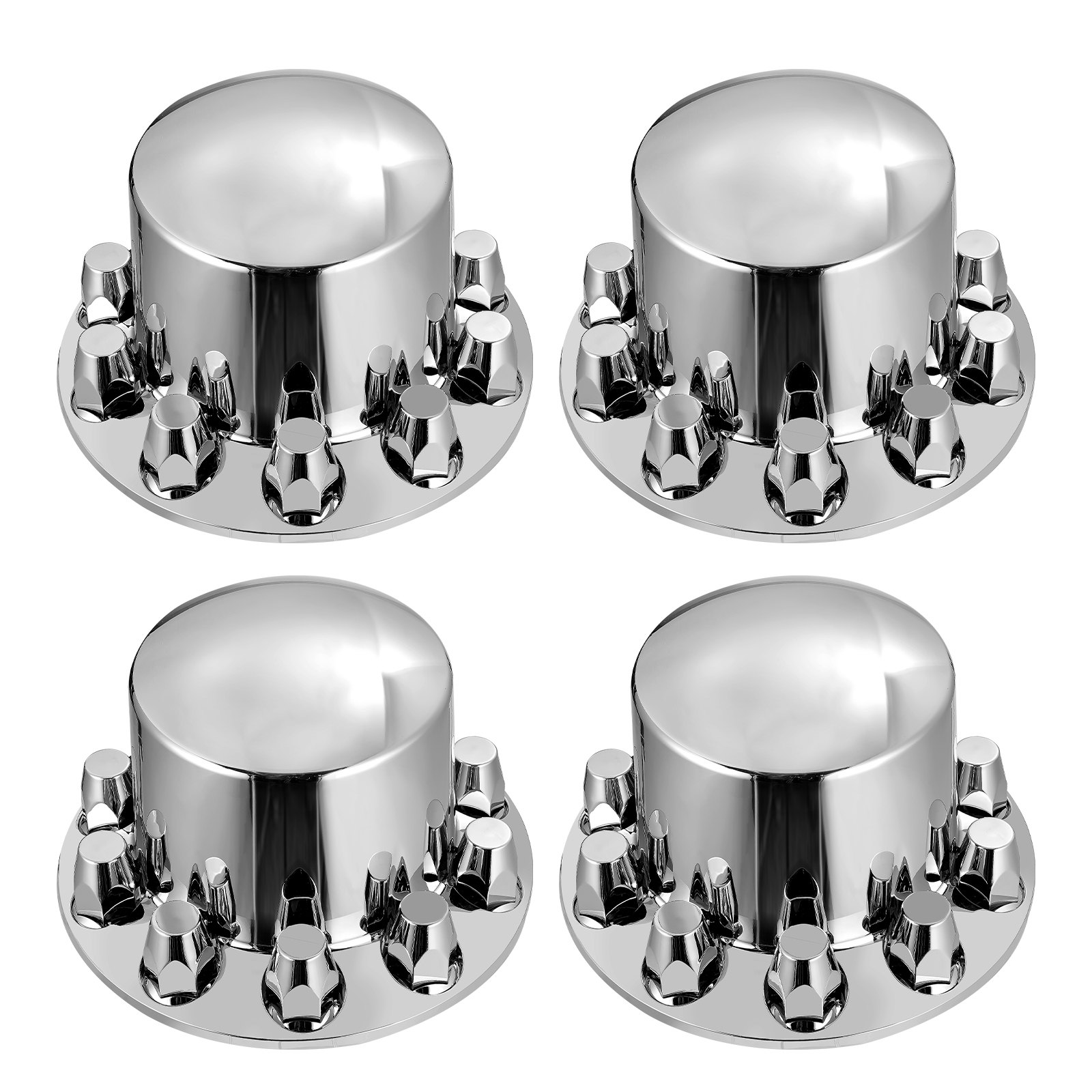 VEVOR Wheel Covers for the Rear Axle, Domed Axle Cover for Semi-Trucks, Galvanized ABS Wheel Nut Covers, 4-Piece Complete Axle Cover Combo Set, Bright Silver, Car Decoration