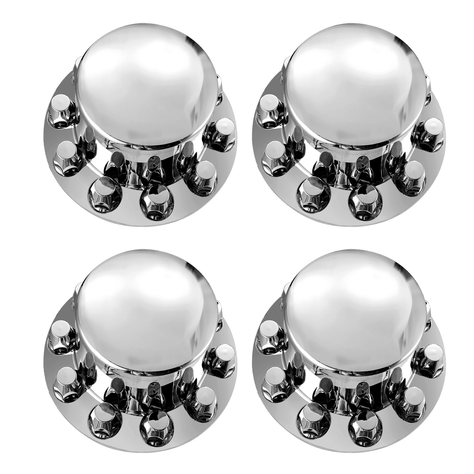 VEVOR Wheel Covers for the Rear Axle, Domed Axle Cover for Semi-Trucks, Galvanized ABS Wheel Nut Covers, 4-Piece Complete Axle Cover Combo Set, Bright Silver, Car Decoration