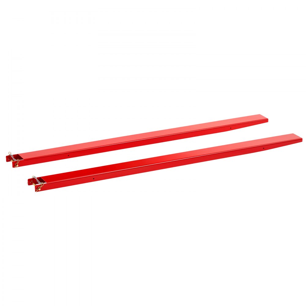 VEVOR 1 Paar Gabelverlängerungen 2440x140mm Zinkenverlängerungen 2494,8kg, Staplerzinken zum Transportieren für Logistik Baustelle & Landwirtschaft, Stahlkonstruktion, mit Sicherungsstift & Kette, Rot