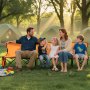 VEVOR tragbare Mannschaftsbank Sitzbank Campingbank (6 Personen) mit Seitentaschen & Tragetasche, Klappbank mit Rückenlehne, Seitenbank Sportbank für Fußball Baseball Outdoor-Aktivitäten Orange