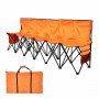 VEVOR tragbare Mannschaftsbank Sitzbank Campingbank (6 Personen) mit Seitentaschen & Tragetasche, Klappbank mit Rückenlehne, Seitenbank Sportbank für Fußball Baseball Outdoor-Aktivitäten Orange