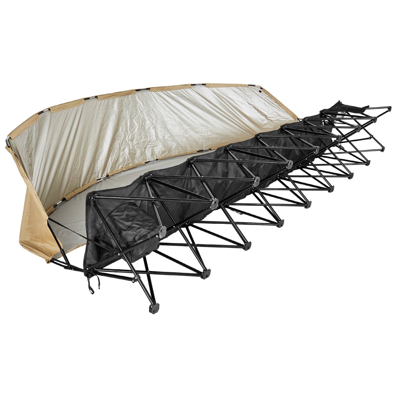 VEVOR tragbare Mannschaftsbank Sitzbank Campingbank (6 Personen) mit Seitentaschen & Tragetasche & Sonnenschutzdach, Klappbank mit Rückenlehne, Seitenbank für Fußball Baseball Outdoor Schwarz