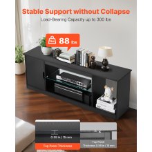VEVOR TV-Ständer für 65 Zoll Fernseher TV Schrank mit Lichtleiste Glasablage