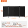 VEVOR Raumteiler 4 Paneele Paravent 3464 x 1840 x 520 mm, faltbarer Sichtschutz & tragbarer Trennwandteiler zur Raumtrennung, freistehende Raumteiler für Büro Schlafzimmer Arbeitszimmer, Schwarz