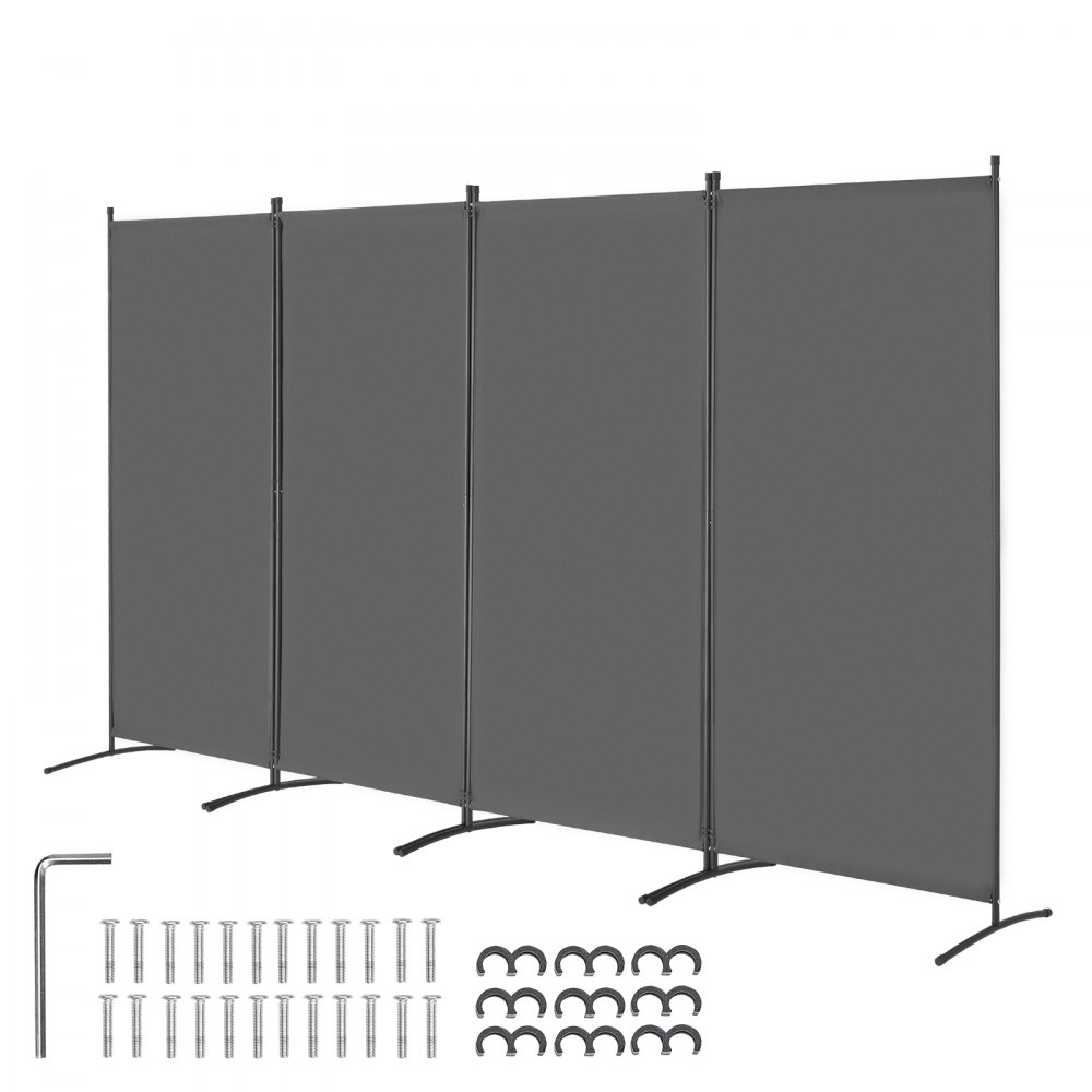 VEVOR Raumteiler Paravent Trennwand 3464mm 4 Paneele Büro Sichtschutz Grau