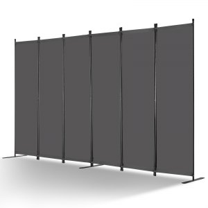 MAYOLIAH Raumteiler 4 Paneele – 345,4x180,3 Cm, Faltbar, Graues Polyestergewebe, Für Büro Und Zuhause