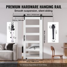 VEVOR Scheunentor Hardware-Kit 1067x2134mm Holz Schiebe Scheunentor Reibungslos