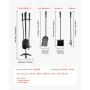VEVOR Kaminbesteck-Set, 4-teiliges Ofenbesteck-Set, inkl. dreizackiges Ständers, Ascheschaufel, Bürste, Schürhakens, Kaminzubehör aus Schmiedeeisen für Lagerfeuer drinnen/draußen, Schwarz