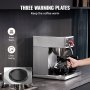 VEVOR kommerzielle Filterkaffeemaschine für 12 Tassen Kaffeemaschine mit 3 Glaskaraffen & 3 Warmhalteplatten, Übergieß-Kaffeemaschine aus Edelstahl für Restaurant Büro Café