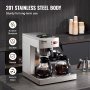 VEVOR 12 Tassen gewerbliche Filterkaffeemaschine, Kaffeemaschine mit 3 Glaskaraffen & 3 Warmhalteplatten, Kaffeemaschine aus Edelstahl mit automatischer Wasserzufuhr, für Restaurants, Büros, Cafés