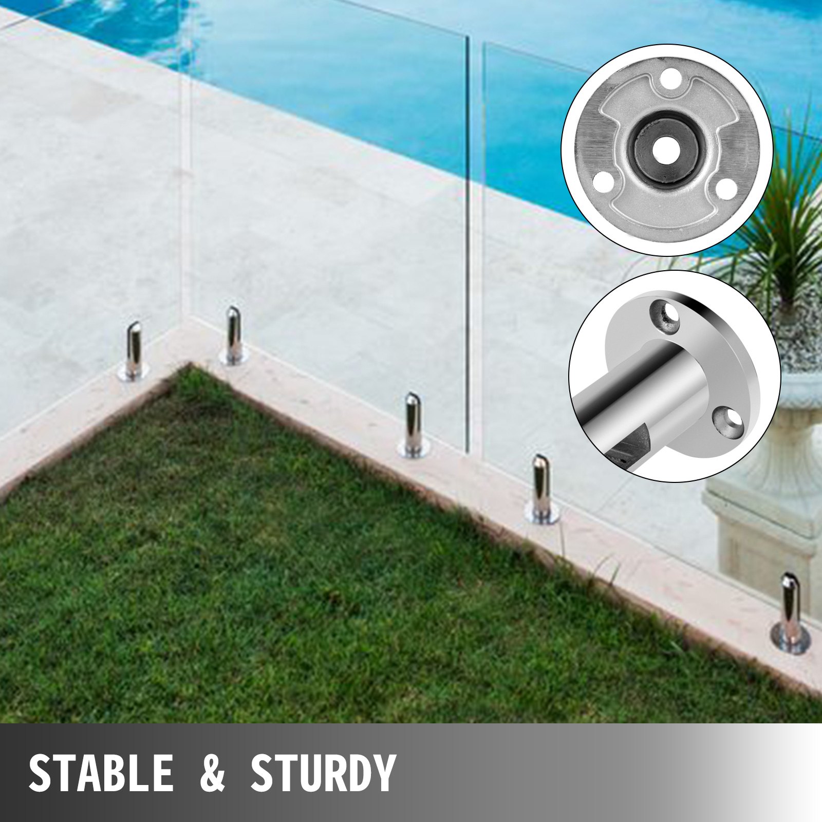 Vevor Edelstahl Boden Glasklemme Geländerpfosten Balustrade Glashalter 10 Stk.