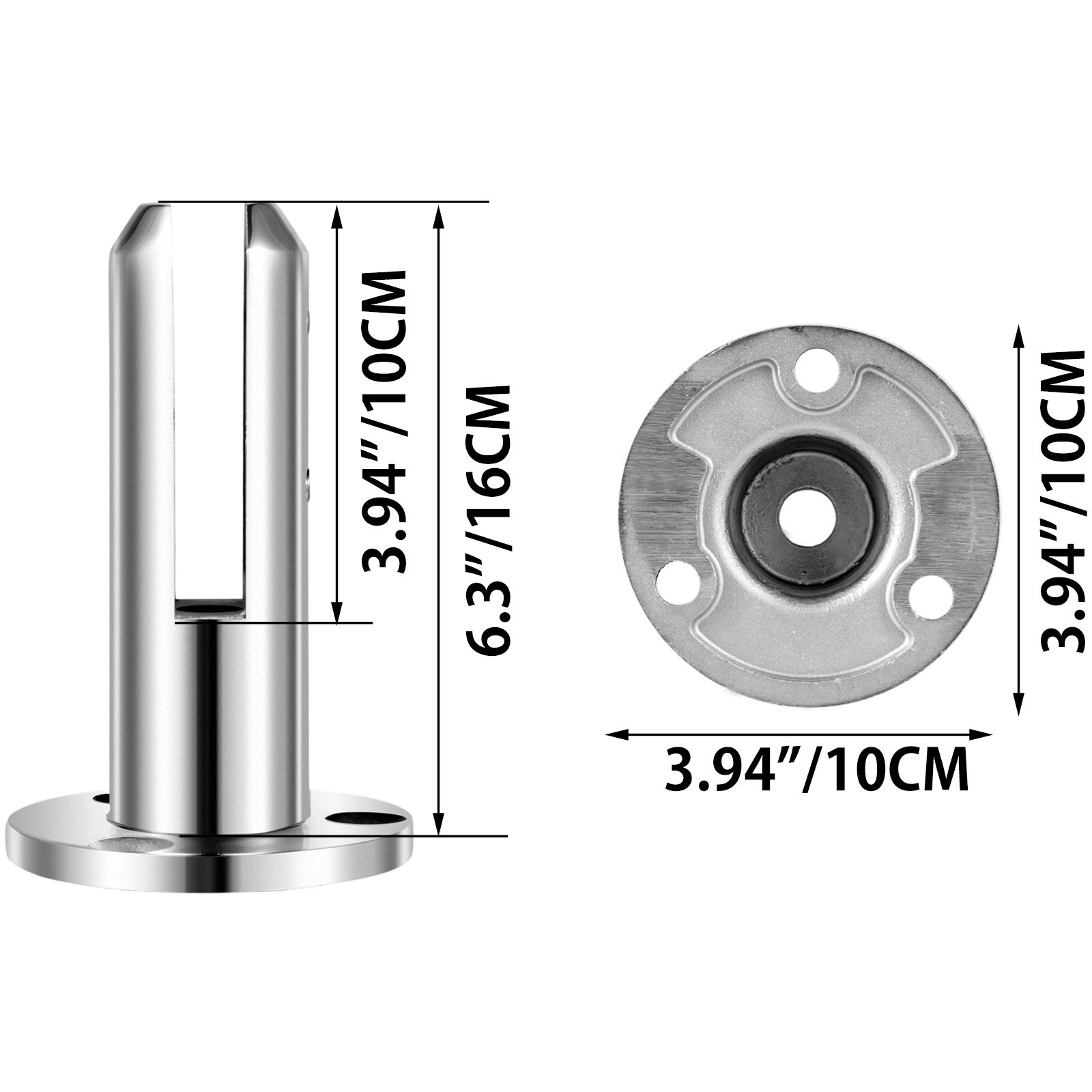 Vevor Edelstahl Boden Glasklemme Geländerpfosten Balustrade Glashalter 10 Stk.