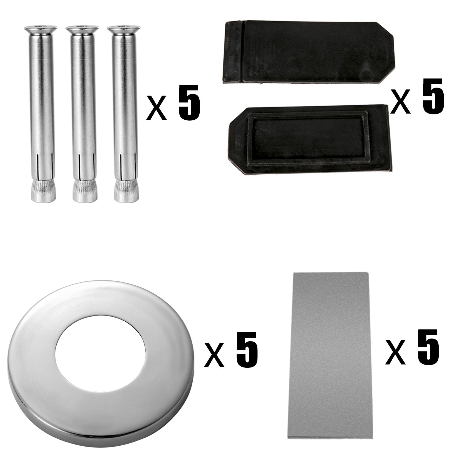 Vevor Edelstahl Boden Glasklemme Geländerpfosten Balustrade Glashalter 5 Stk.