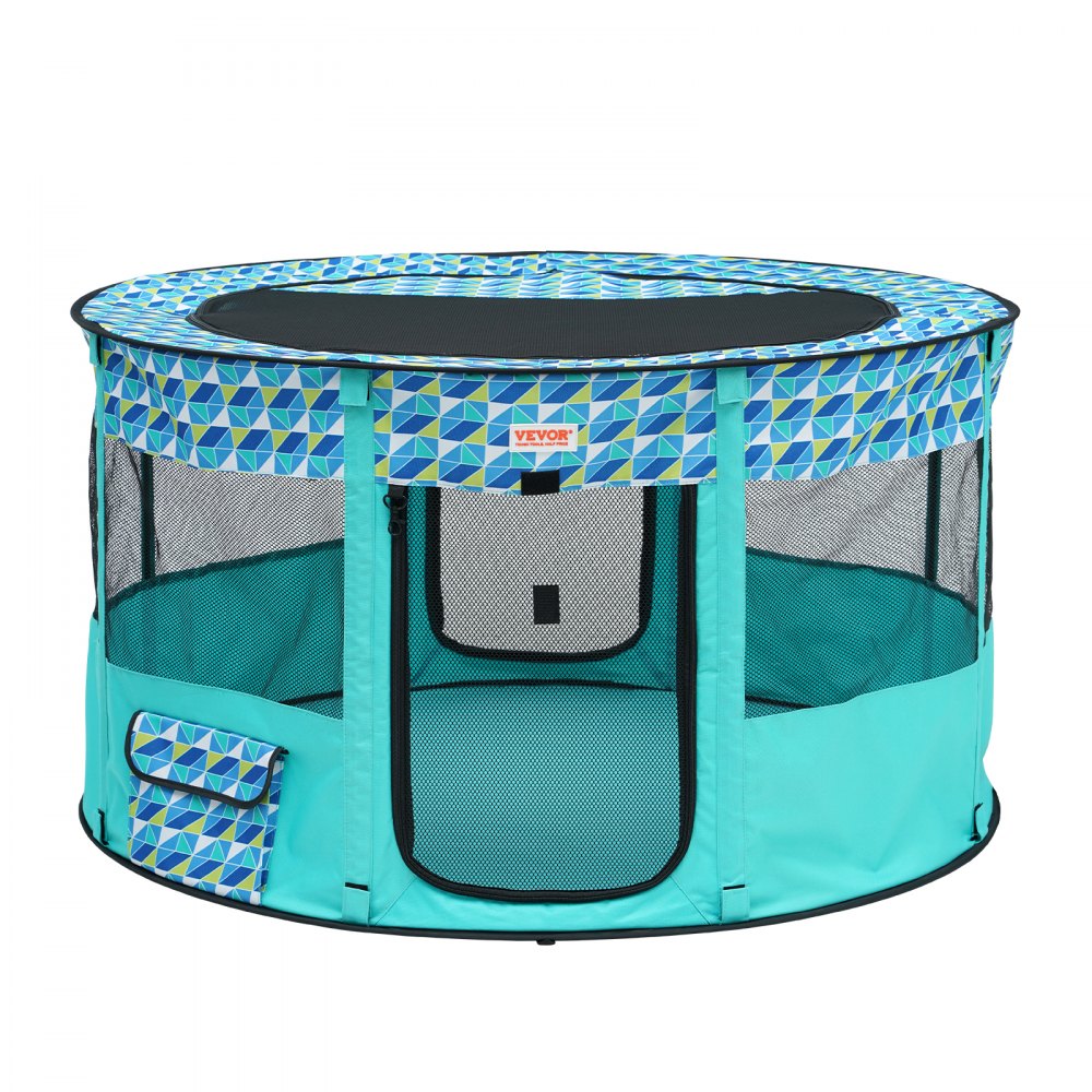 VEVOR Foldable Puppy Playpen 1117 x 1117 x 609 mm Puppy Run Pet Playpen 13 x 5 cm Folding Bowl Dog Playpen 600D Oxford Fabric Dog Playpen Outdoor Enclosure for Small and Medium Pets