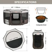 VEVOR Welpenlaufstall aus 600D Oxford-Gewebe Welpenauslauf 1168 x 1168 x 584 mm Tierlaufstall mit 8 Netzpaneelen Laufstall faltbar Freilaufgehege Ideal für Hunde Hasen Katzen usw.