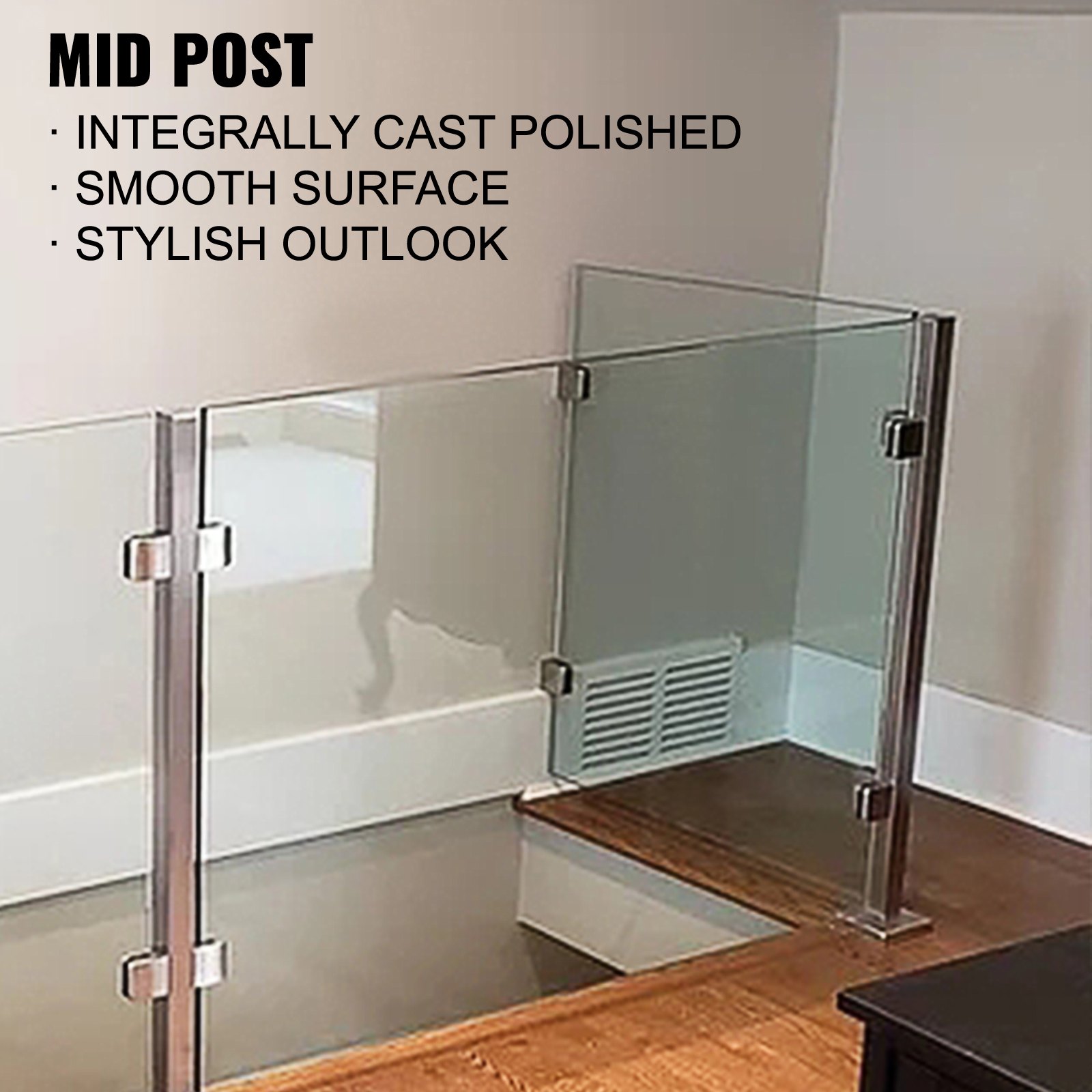 Vevor Geländerpfosten Edelstahl Pfosten Glasgeländer Treppengeländer 980 Mm