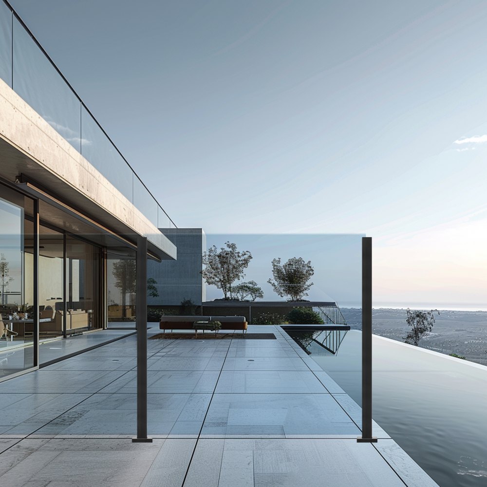 VEVOR Glasklemme, 41,34 Zoll hohe Glasgeländerhalterung für 0,39 bis 0,47 Zoll dickes gehärtetes Glas, Glasmontageklemme aus Edelstahl 304, Glasregalhalterung für Balkon, Garten, Terrasse, Treppe, Sch