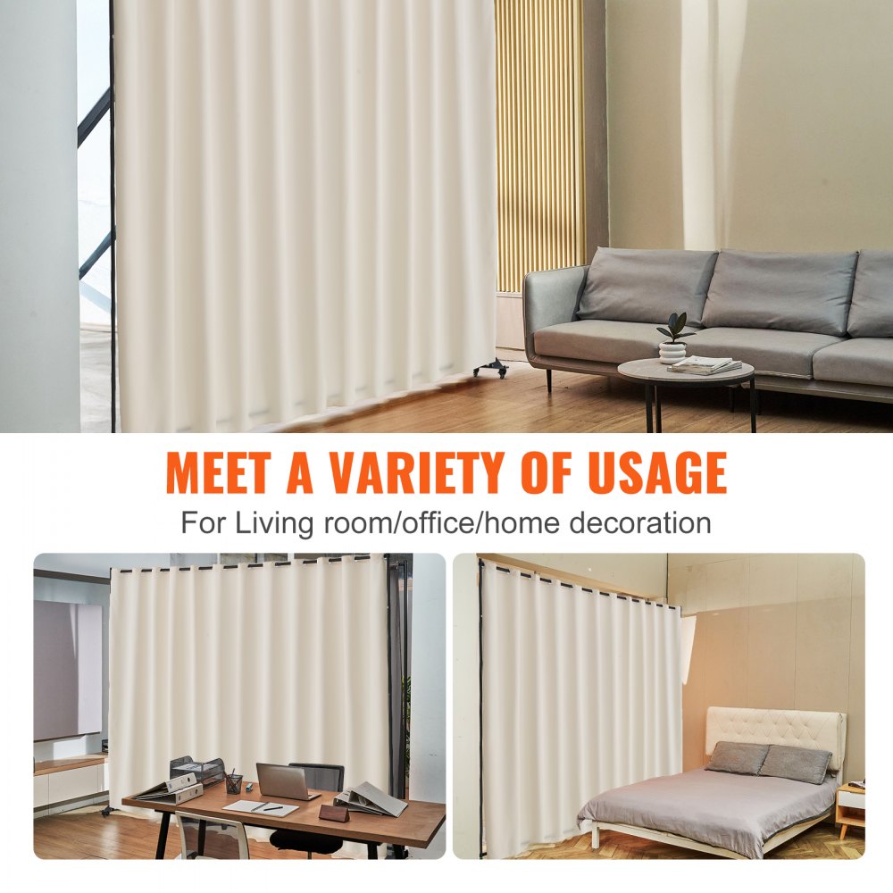 VEVOR Raumteiler Trennwand Paravent Stellwand Einzelpanel, Tragbarer Sichtschutz für Büro Schlafzimmer Esszimmer Arbeitszimmer Balkon, Raumtrenner Rollbar (308,5 x 45 x 245,5 cm), Beige