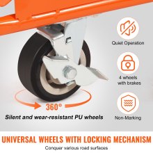 VEVOR Trockenbauwagen, 3000 Pfund schwerer Paneelwagen mit 45,28" x 21,8" Deck und 5" Schwenkrädern, robuster Trockenbauwagen, Handhabung von Wandpaneelen, Rigipsplatten, Bauholz, für Garage, Zuhause,
