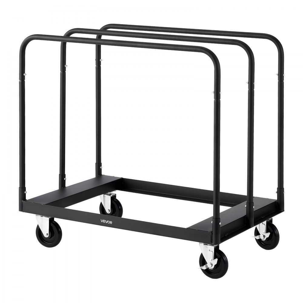 VEVOR Plattenwagen, 816 kg, Transportwagen mit 360° Lenkrollen, Plattenkarre mit Zurrgurt & 3 seitlichen Handläufen, Plattenroller, Transporthilfe für Fabrik, Lager, Garage, Schwarz, 955x610x935 mm