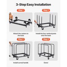 VEVOR Plattenwagen, 816 kg, Transportwagen mit 360° Lenkrollen, Plattenkarre mit Zurrgurt & 3 seitlichen Handläufen, Plattenroller, Transporthilfe für Fabrik, Lager, Garage, Schwarz, 955x610x935 mm