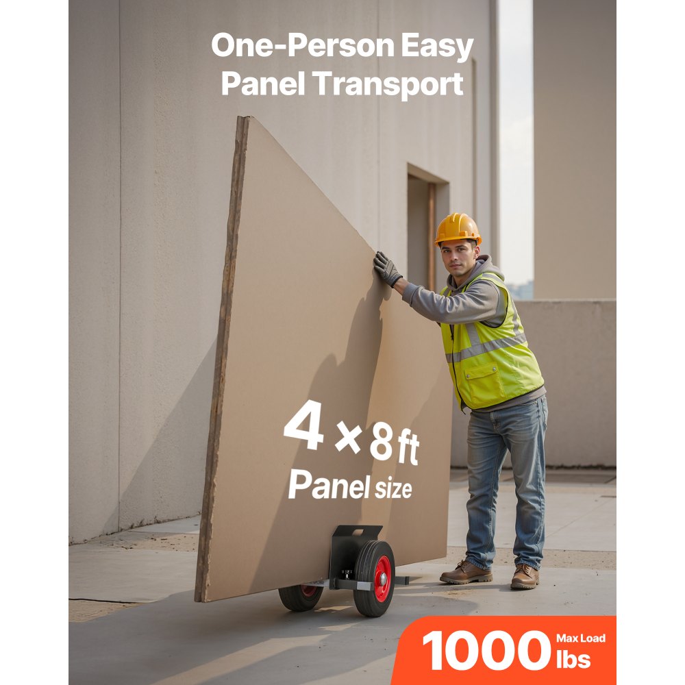 VEVOR Plattenwagen, 453,6 kg, Plattentransporter mit Gummirädern, Plattenroller, Transportwagen, Plattenkarre, Transporthilfe für Stahlplatten, Matratzen, Türen und Trockenbauplatten, Schwarz