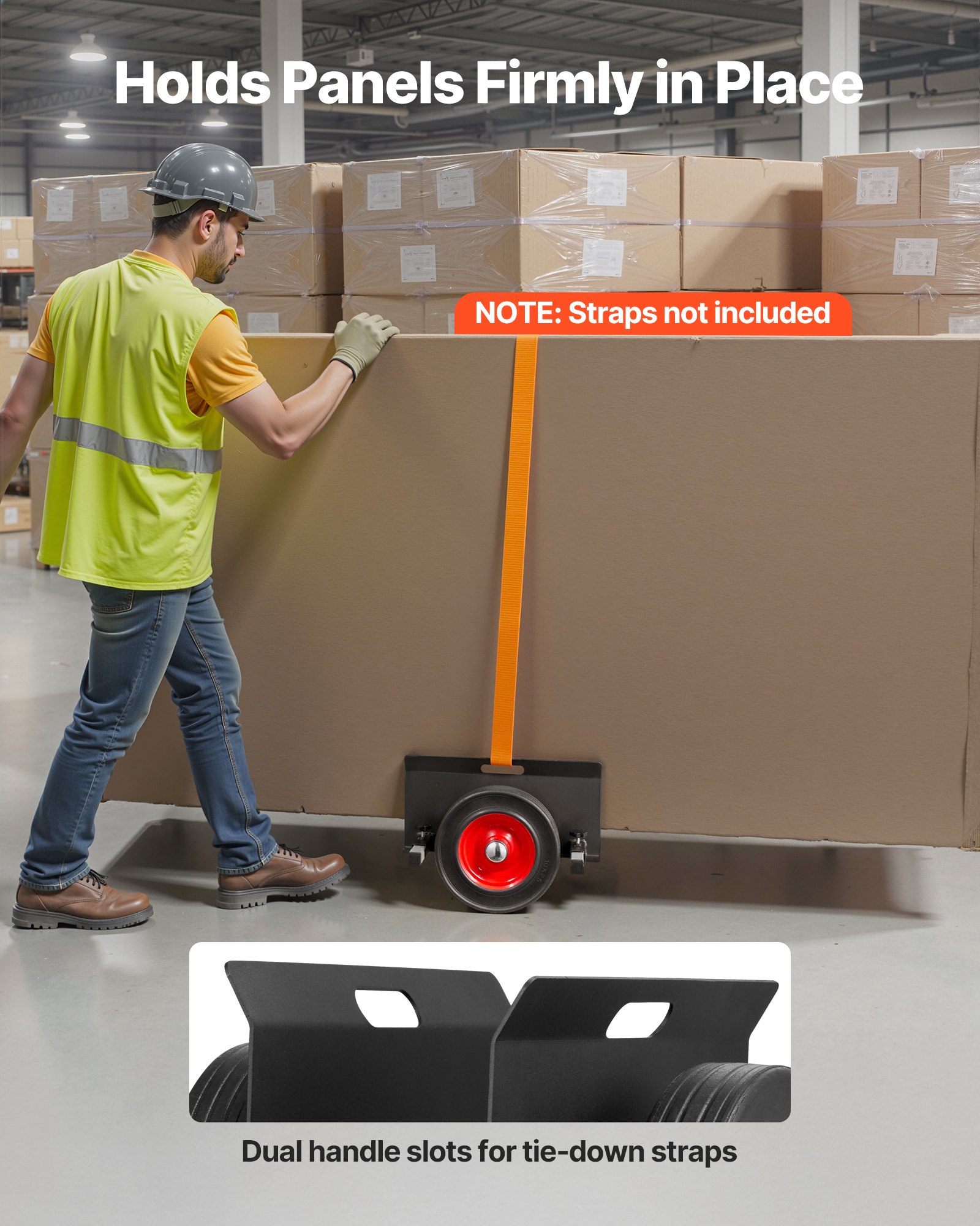 VEVOR Plattenwagen, 453,6 kg, Plattentransporter mit Gummirädern, Plattenroller, Transportwagen, Plattenkarre, Transporthilfe für Stahlplatten, Matratzen, Türen und Trockenbauplatten, Schwarz