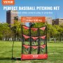 VEVOR Pitching Netz Pitching Target mit 9 Nummerierte Taschen, Baseball & Softball Pitching Target aus Polyester, Pitcher Netz für Jugendliche und Erwachsene, Tragbares Schnellmontage-Design Rot